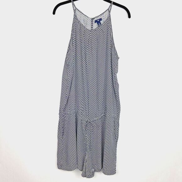 Gap Geo Print Romper Womens L Blue Drop Waist Sleeveless Lounge Flowy Jumpsuit - Picture 1 of 14